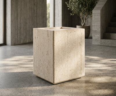 Chasm Pedestal — Honed Travertine