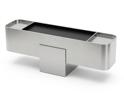 Axial Slab — Stainless Steel + Volcanic Stone