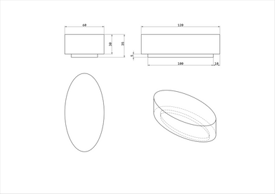 SS-Coffe Table Oval - Mesa Ovalada SS