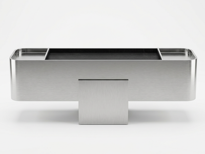 Axial Slab — Stainless Steel + Volcanic Stone