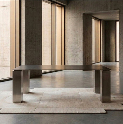 Monolith Dining Table — Blackened Brushed Stainless Steel