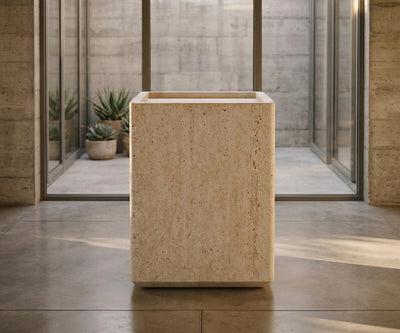Chasm Pedestal — Honed Travertine