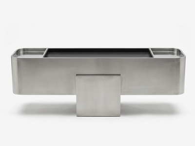 Axial Slab — Stainless Steel + Volcanic Stone