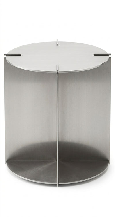 Core Divide Side Table — Brushed Stainless Steel + Polished Stainless Steel
