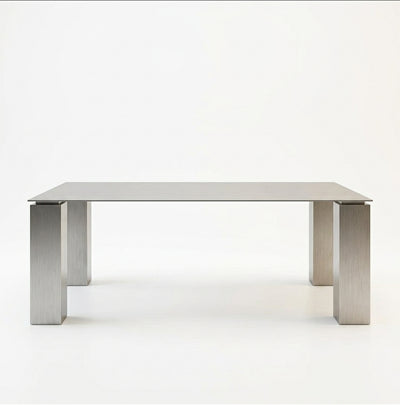 Monolith Dining Table — Blackened Brushed Stainless Steel