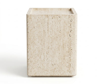 Chasm Pedestal — Honed Travertine