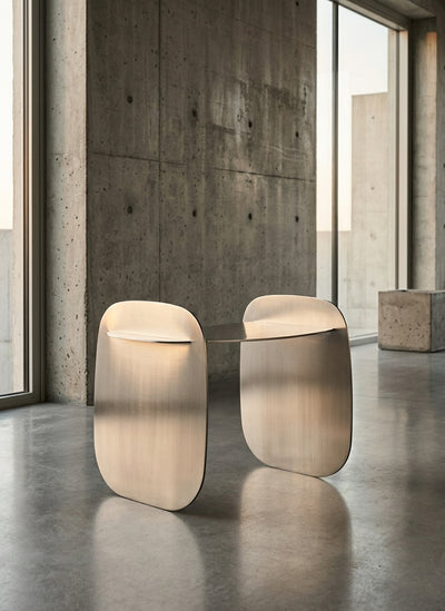 The Fold Pedestal — Brushed Stainless Steel