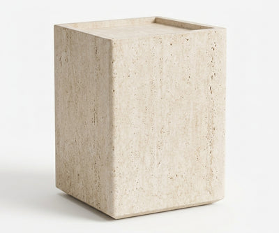 Chasm Pedestal — Honed Travertine