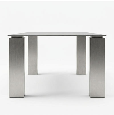 Monolith Dining Table — Blackened Brushed Stainless Steel