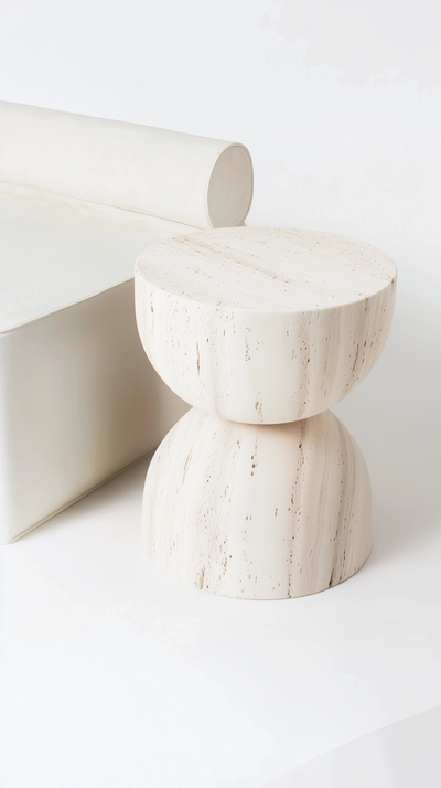 Luna Side Table - Mesa Lateral Luna Travertino