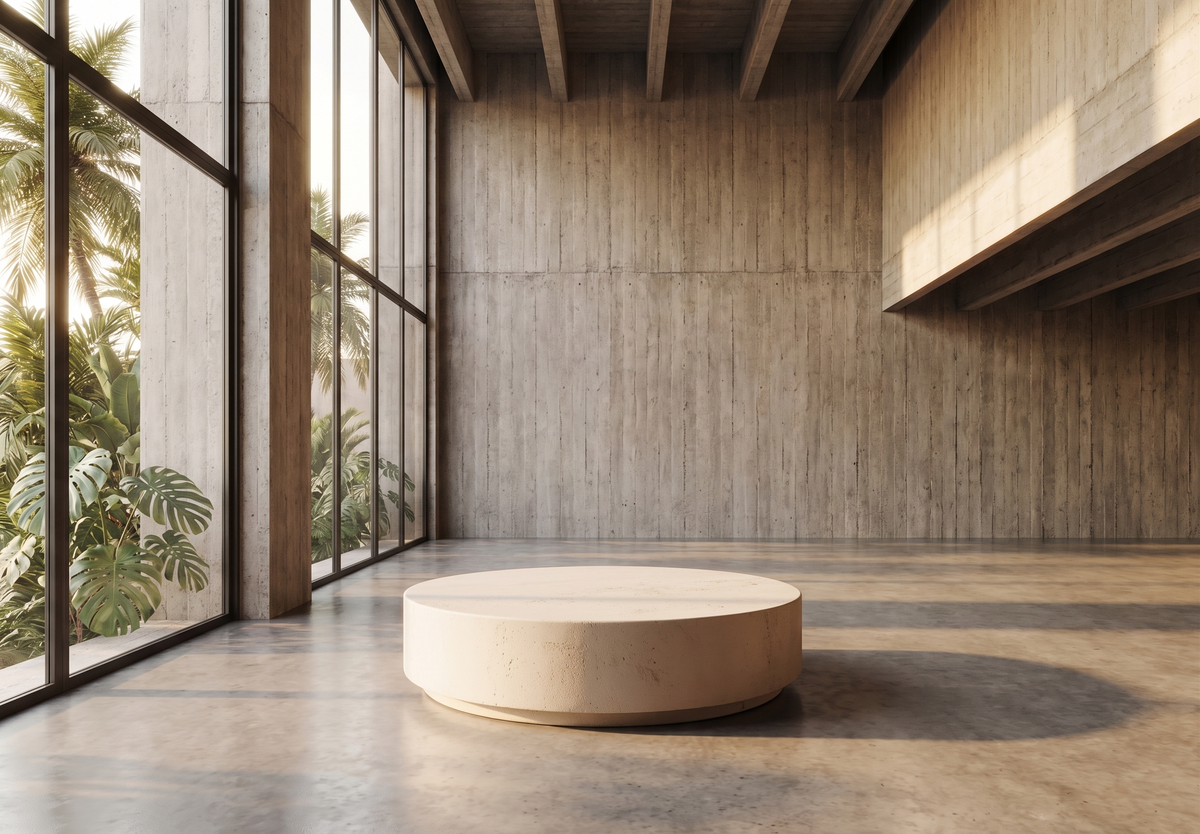Round Travertine Table - Mesa Redonda Travertino