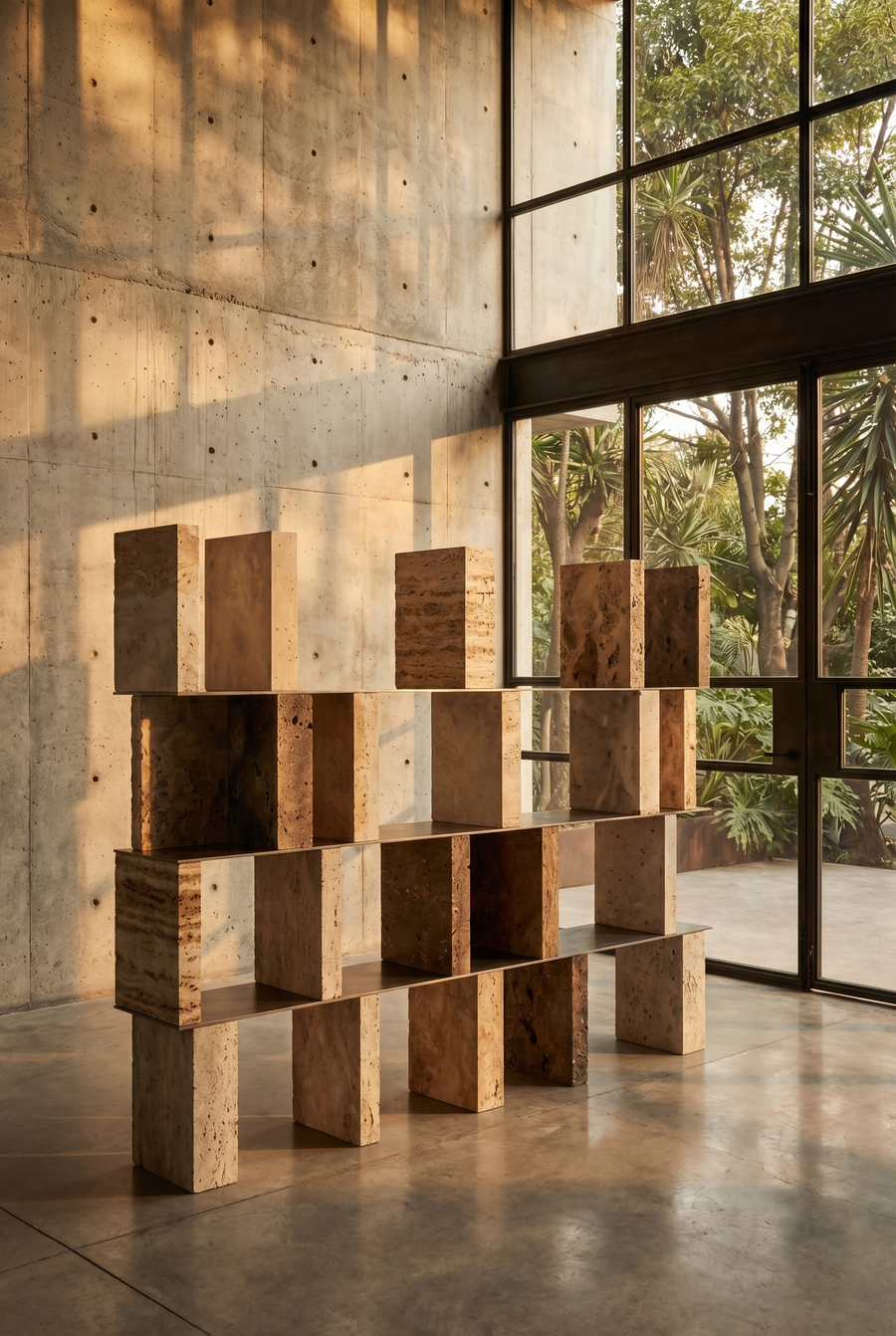 Strata Divide — Volcanic Stone + Brushed Stainless Steel