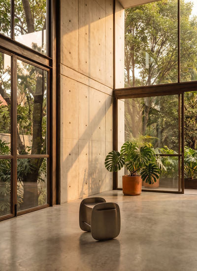 The Fold Pedestal — Brushed Stainless Steel