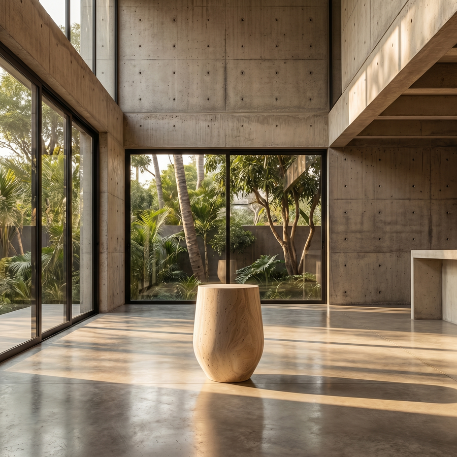 Travertine Drop Side Table - Mesa Lateral Drop Travertino